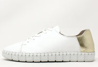 Leather Trainer with Metallic Heel