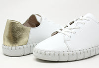 Leather Trainer with Metallic Heel