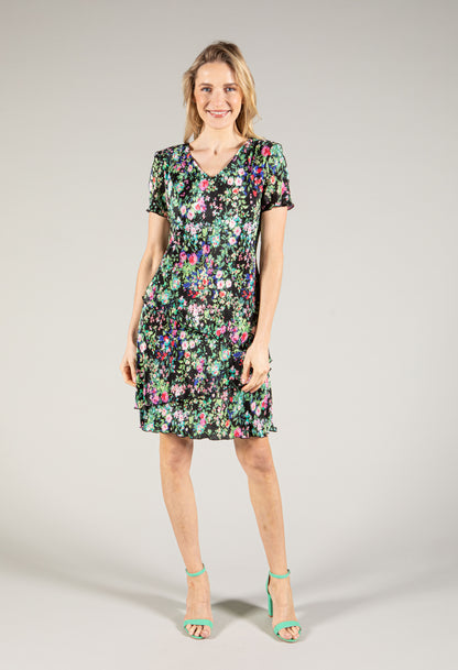 Floral Print Plisse Print Dress