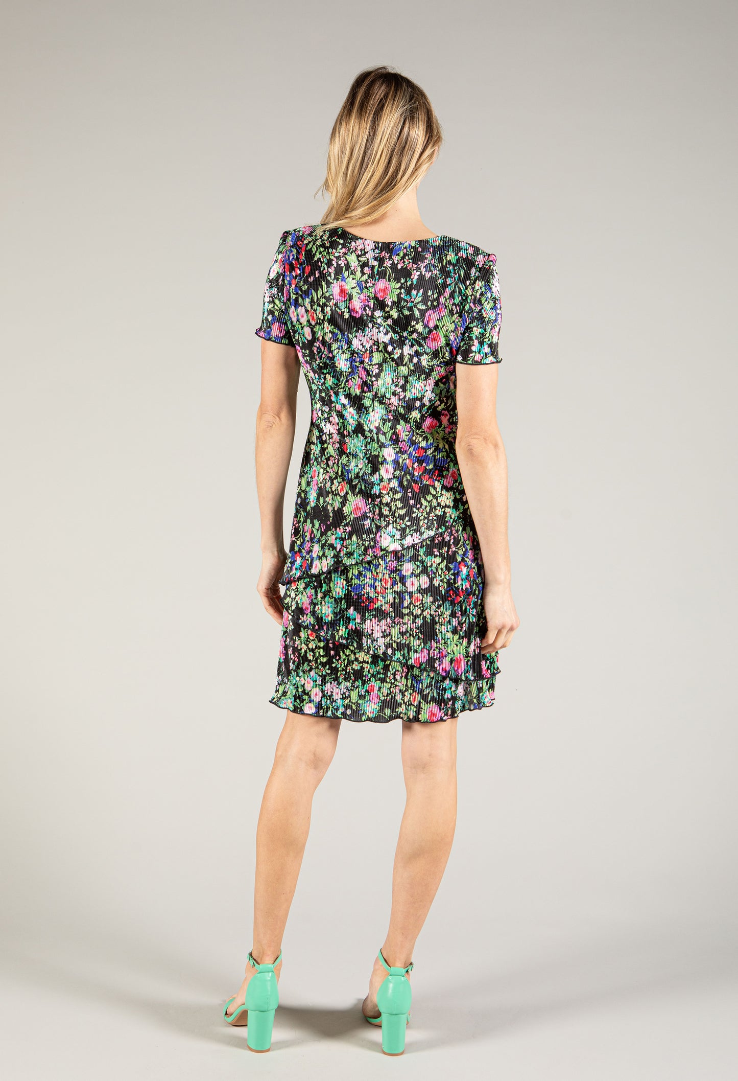 Floral Print Plisse Print Dress