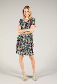 Floral Print Plisse Print Dress