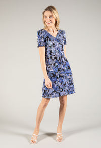 Ditsy Print Plisse Dress