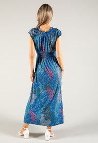 Peacock Print V Neck Dress