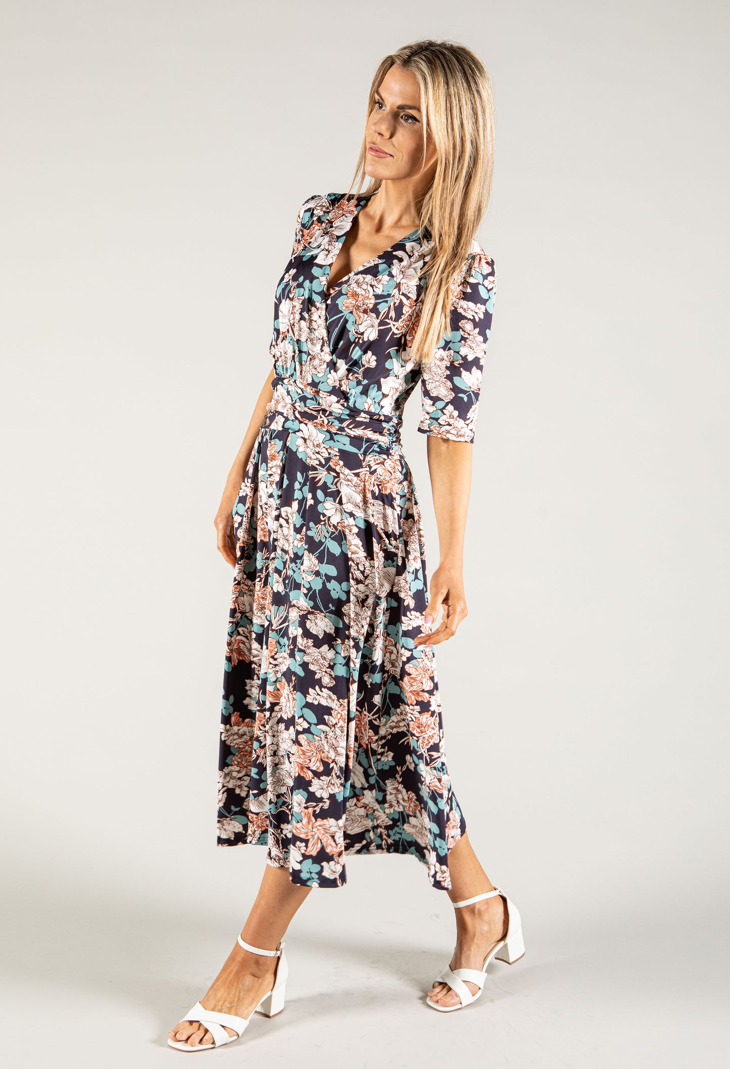 Floral V Neck Dress