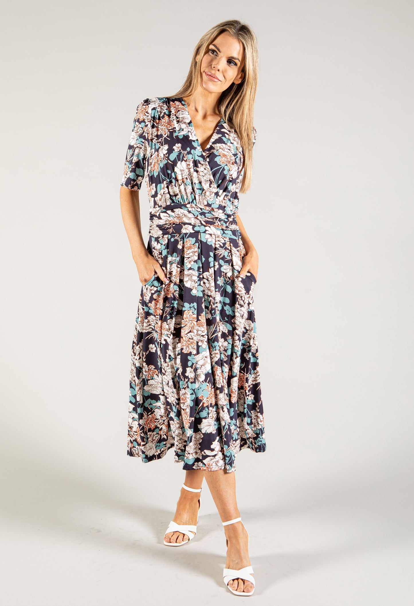 Floral V Neck Dress