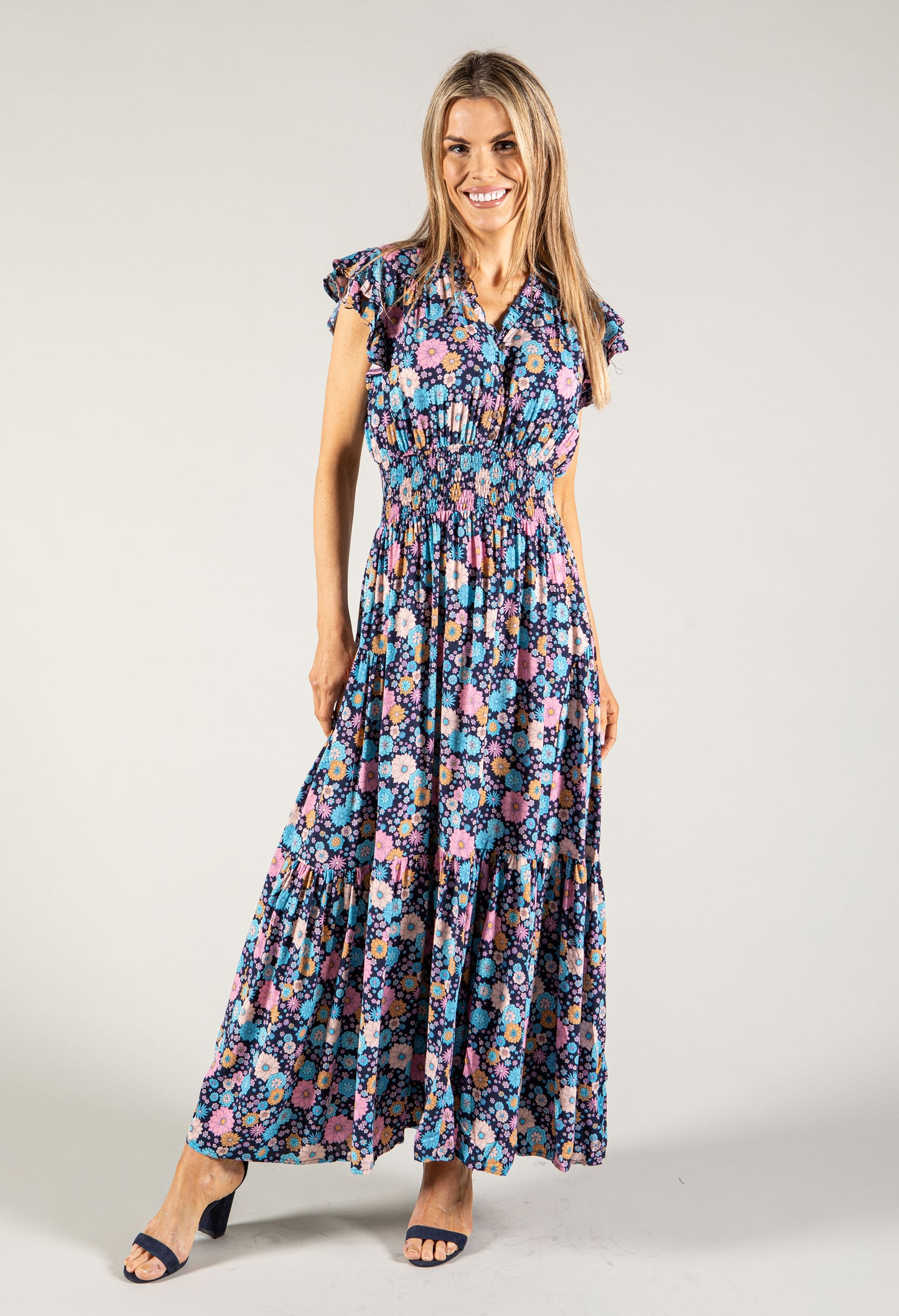 Floral V Neckline Dress