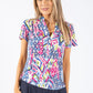 Abstract Print V Neck Top