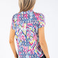 Abstract Print V Neck Top