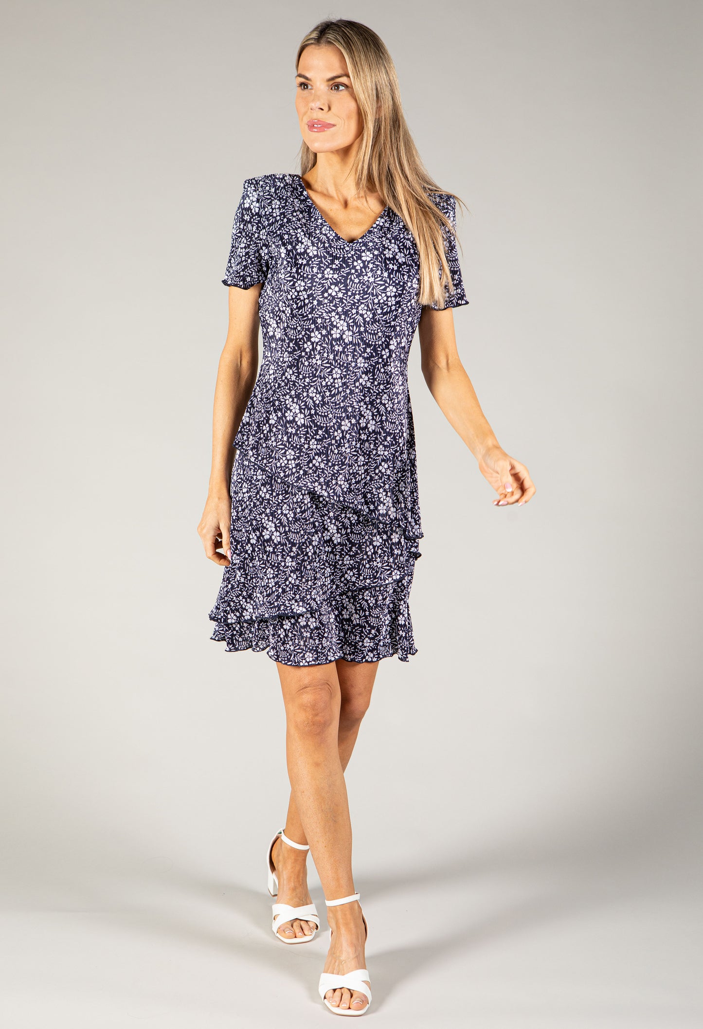 Plisse Floral Dress