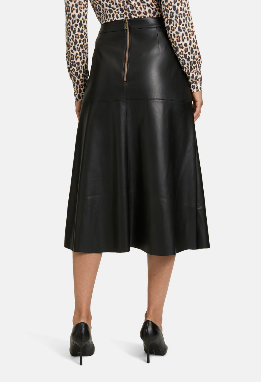 Leather Midi Skirt with Pockets