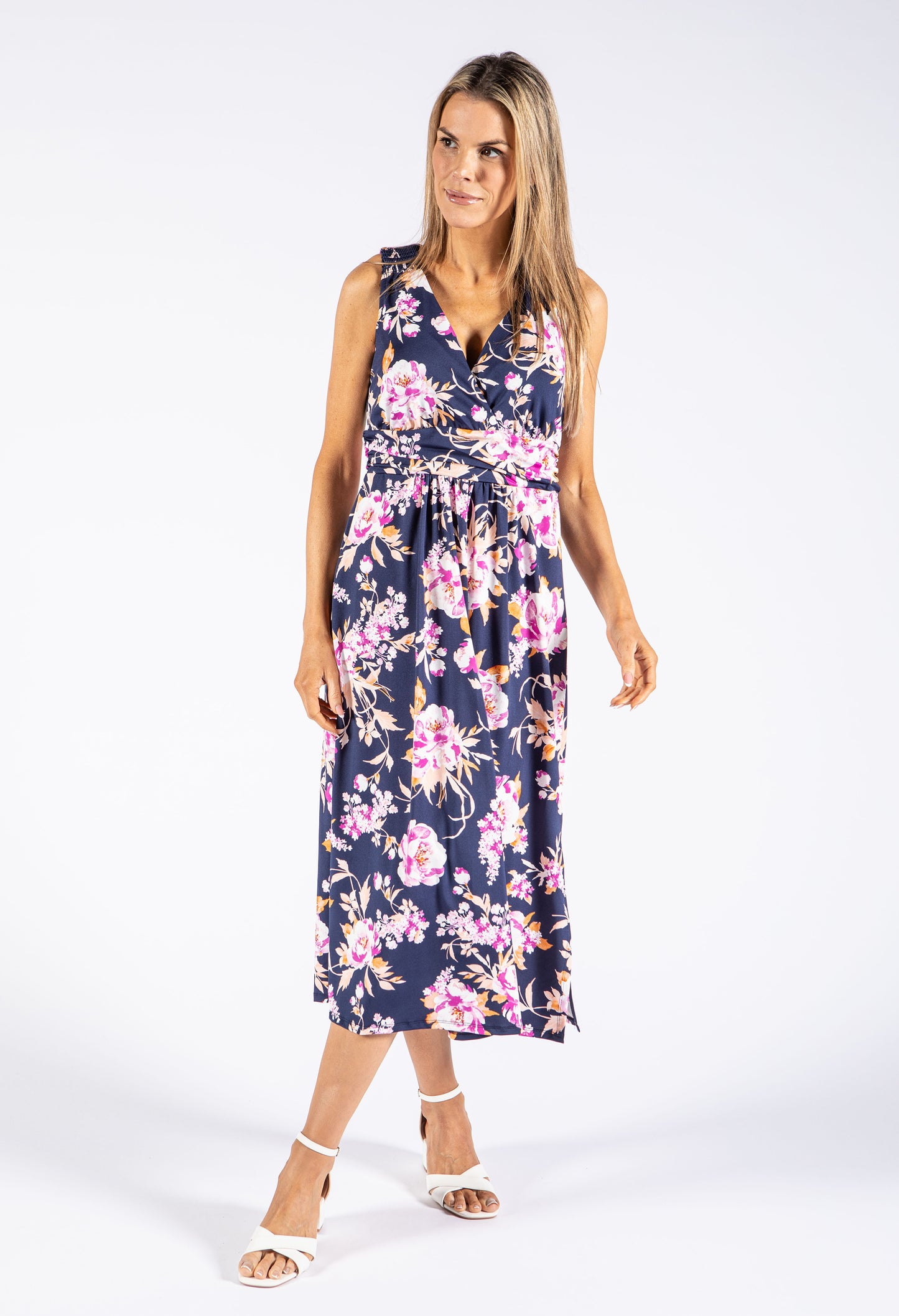 Floral V Neckline Dress