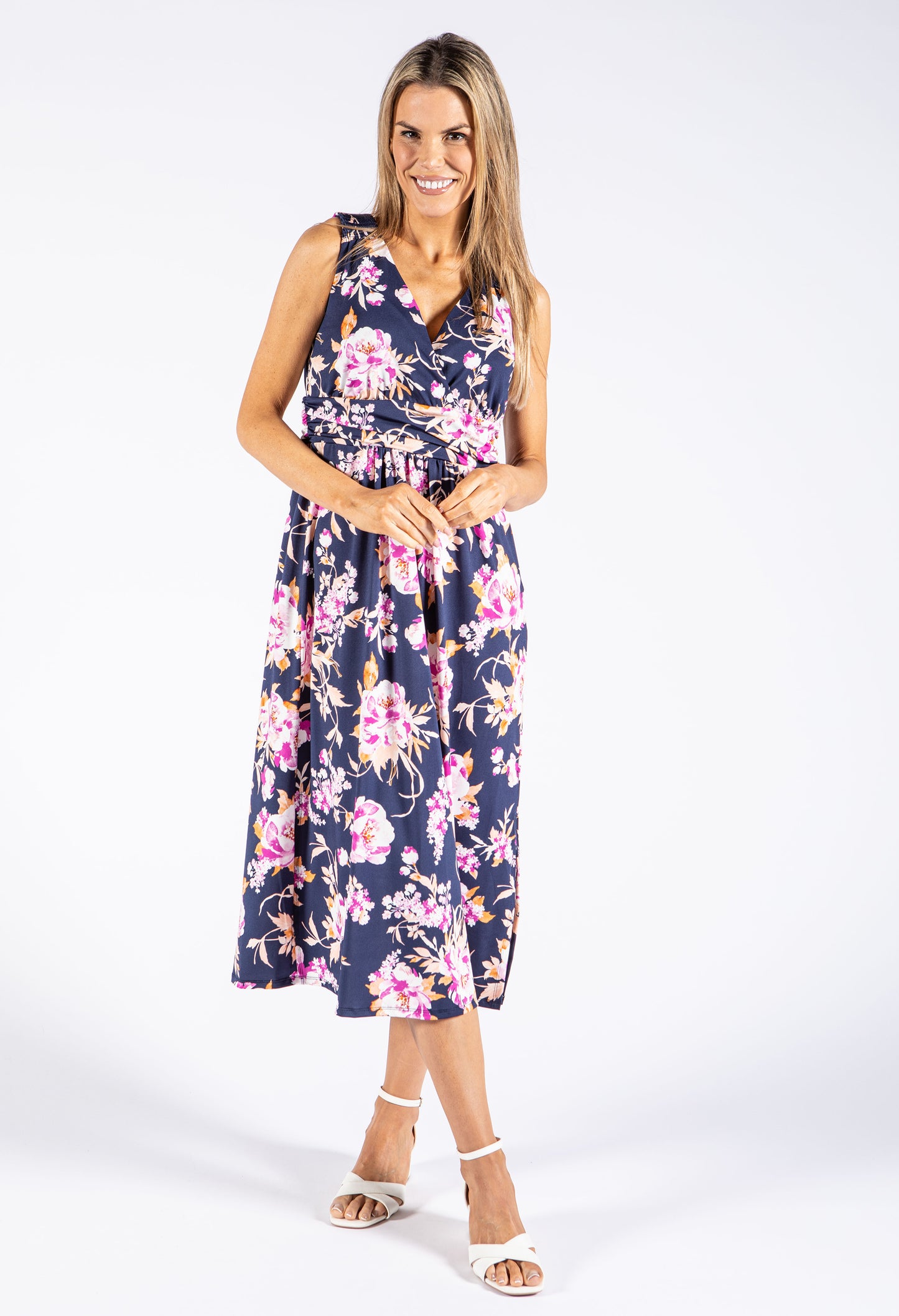 Floral V Neckline Dress