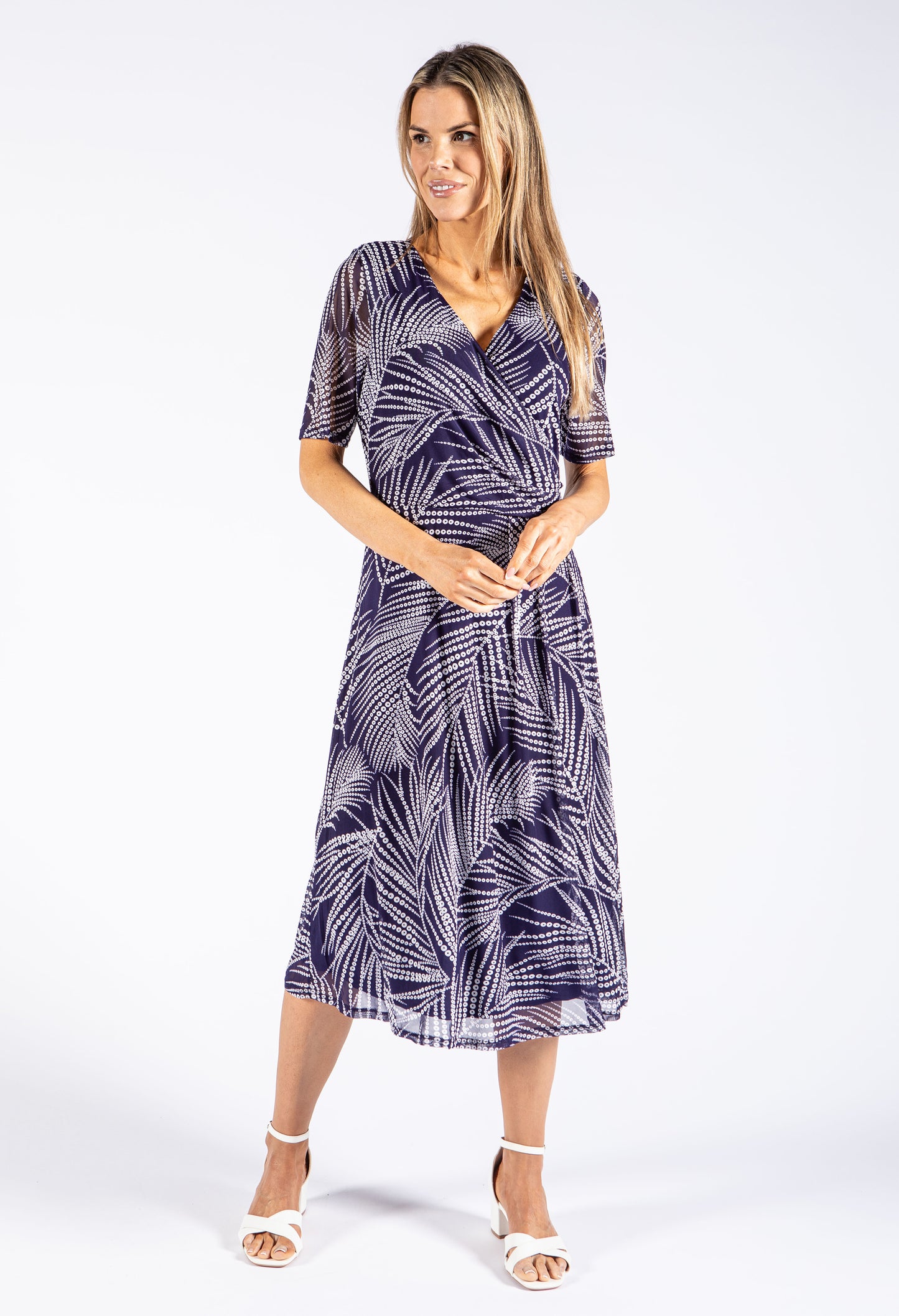 Palm Print V Neckline Dress