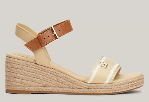 WEBBING STRAP ROPE DETAIL WEDGE SANDALS