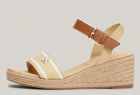 WEBBING STRAP ROPE DETAIL WEDGE SANDALS