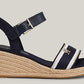 WEBBING STRAP ROPE DETAIL WEDGE SANDALS