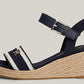 WEBBING STRAP ROPE DETAIL WEDGE SANDALS