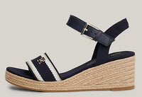 WEBBING STRAP ROPE DETAIL WEDGE SANDALS