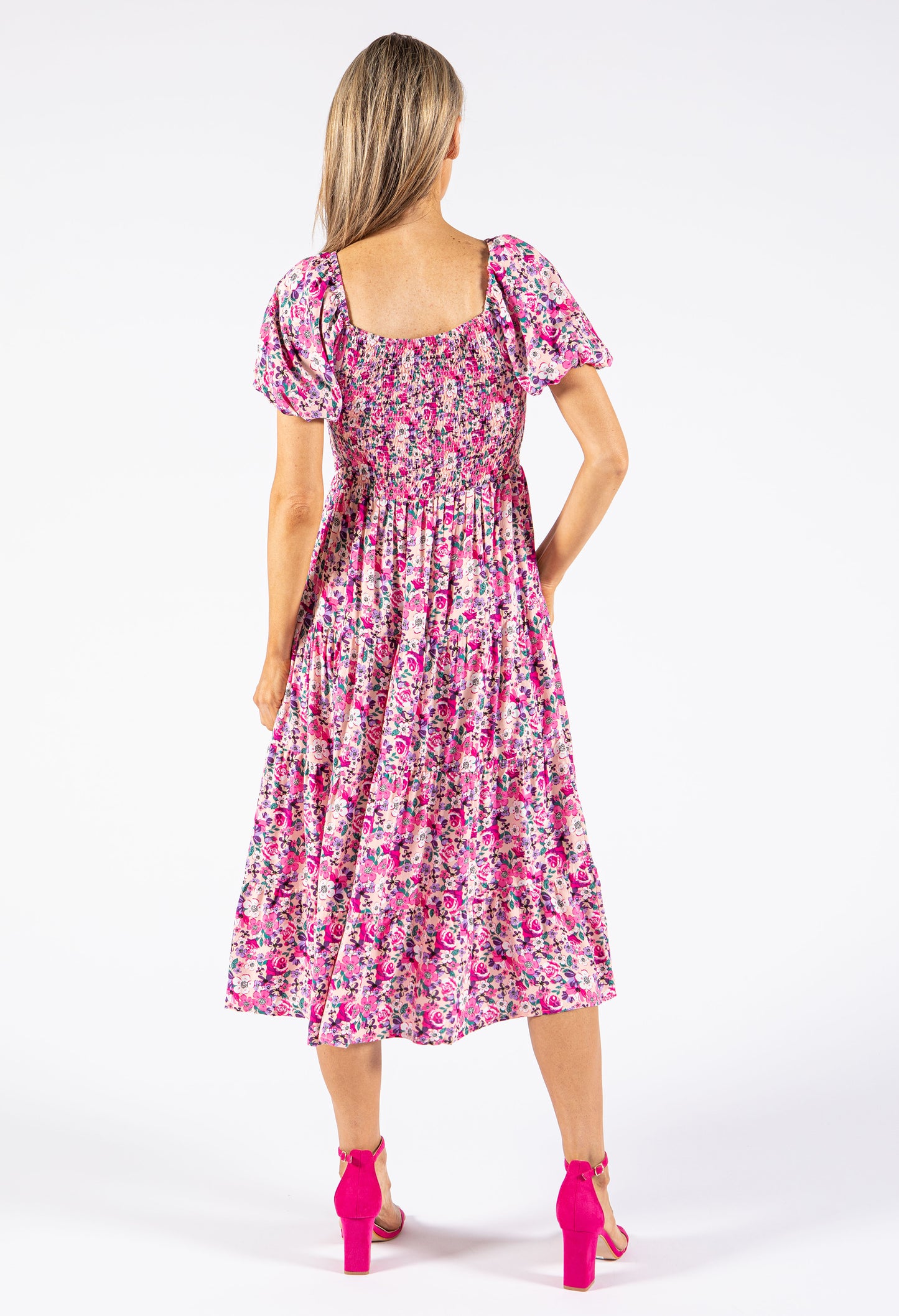 Smocking Bodice Floral Dress