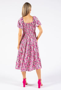 Smocking Bodice Floral Dress