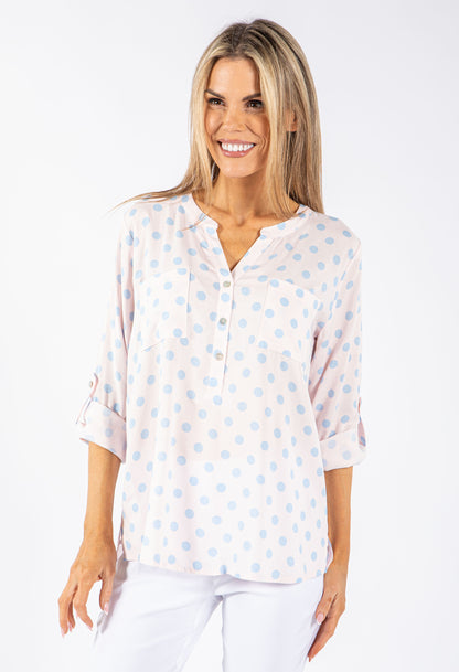 Polka Dot V Neckline Shirt