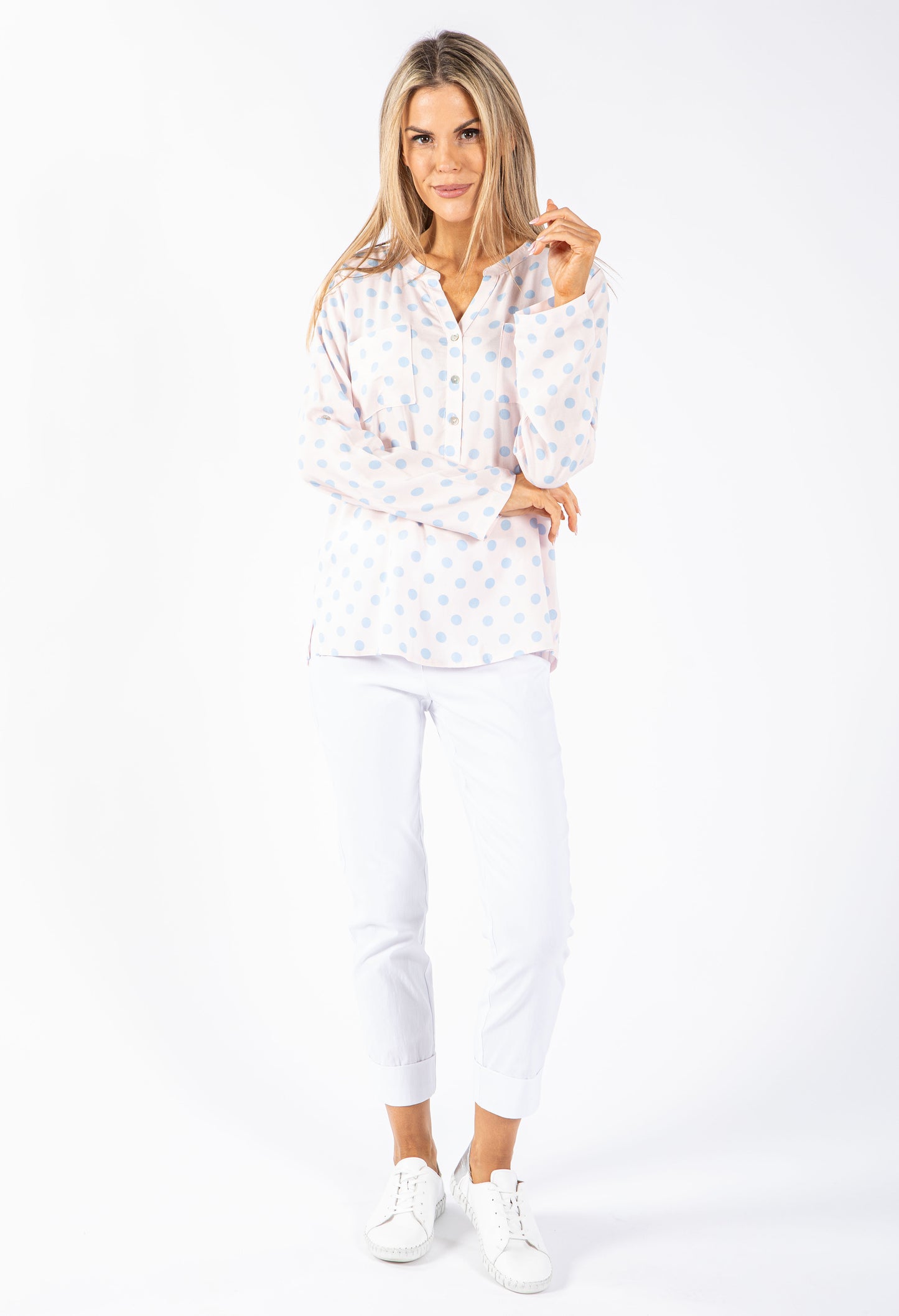 Polka Dot V Neckline Shirt