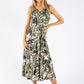 Leaf Print Tie Waist Dress