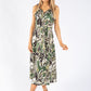 Leaf Print Tie Waist Dress