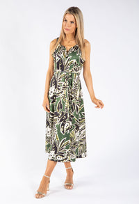 Leaf Print Tie Waist Dress