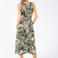 Leaf Print Tie Waist Dress