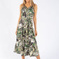 Leaf Print Tie Waist Dress