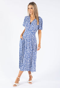 Leaf Print V Neckline Dress