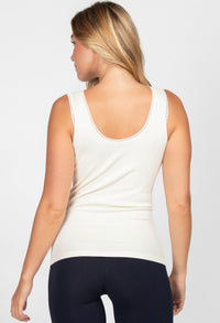 Reversible Ribbed V-Scoop Tank with Lace Trim