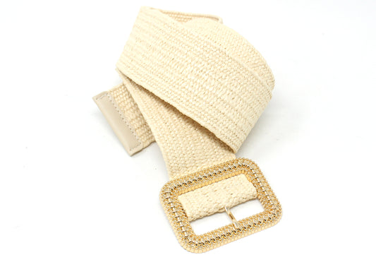 Gold Square Buckle Woven Belt