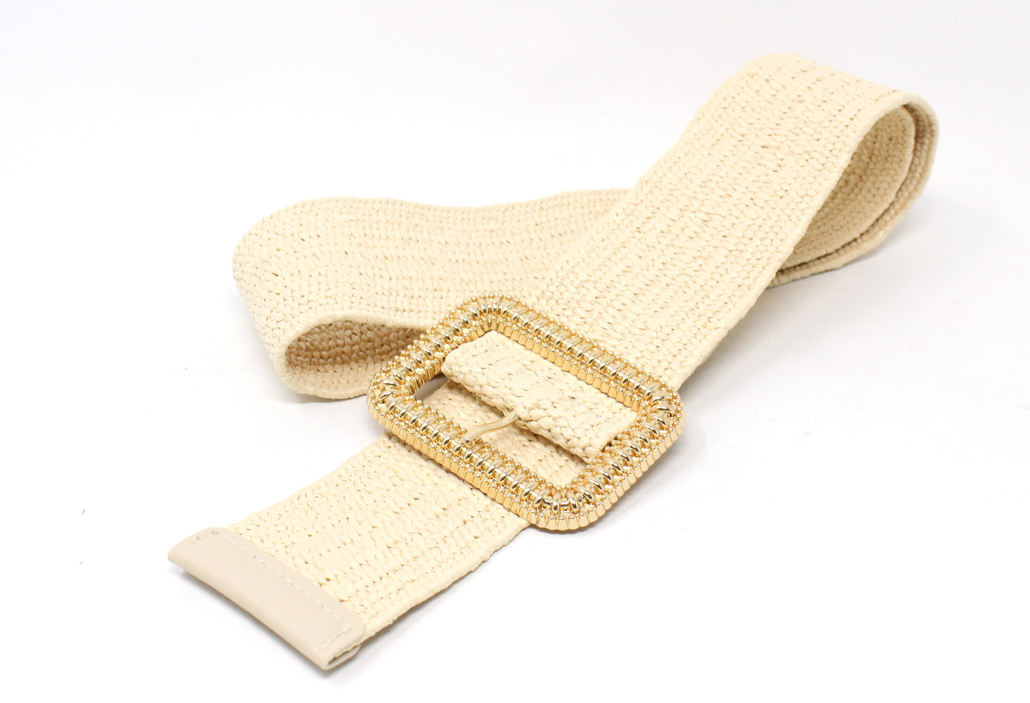 Gold Square Buckle Woven Belt