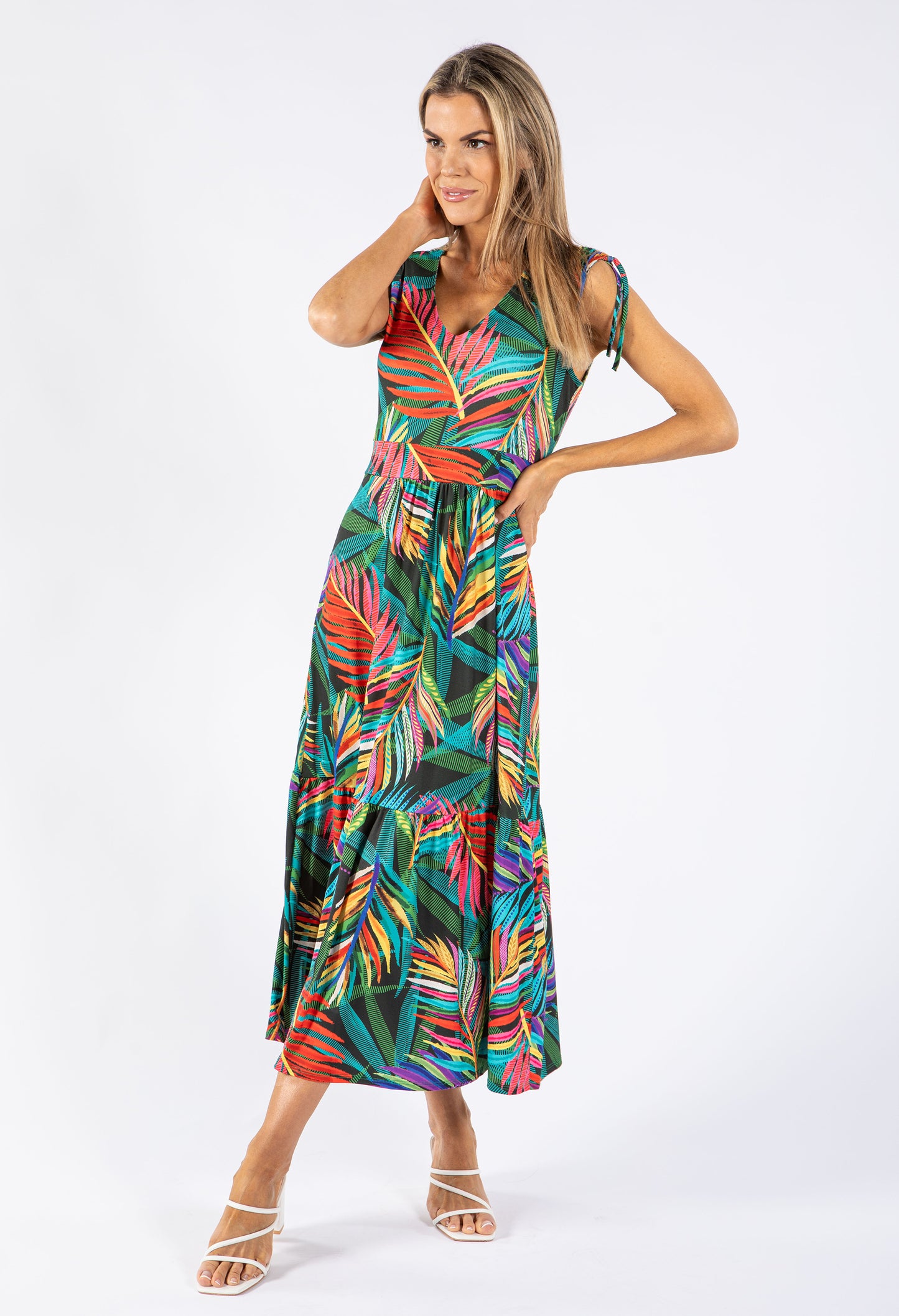 Tropical Print Midi Dress