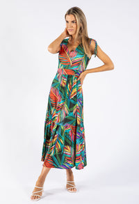 Tropical Print Midi Dress