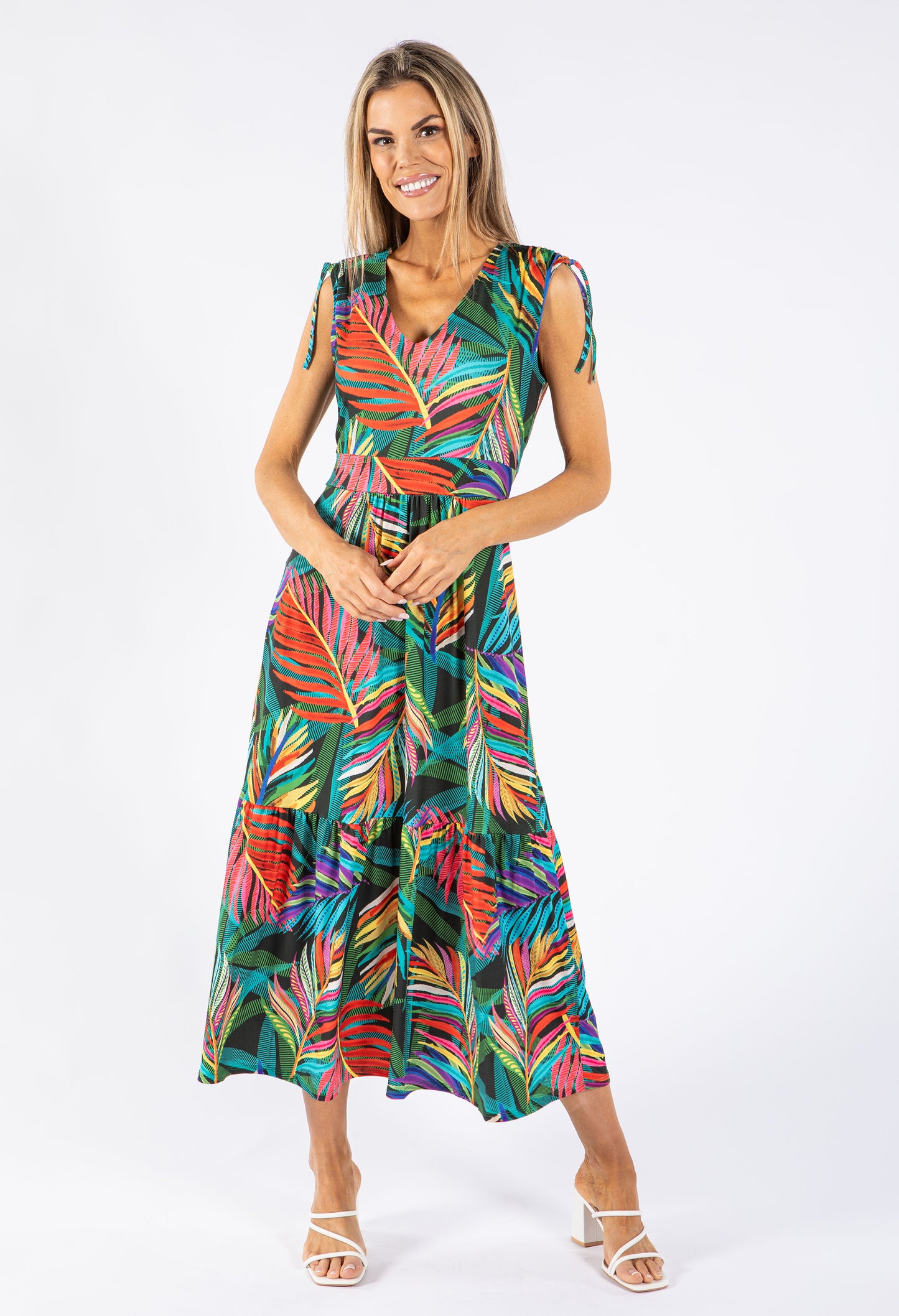 Tropical Print Midi Dress