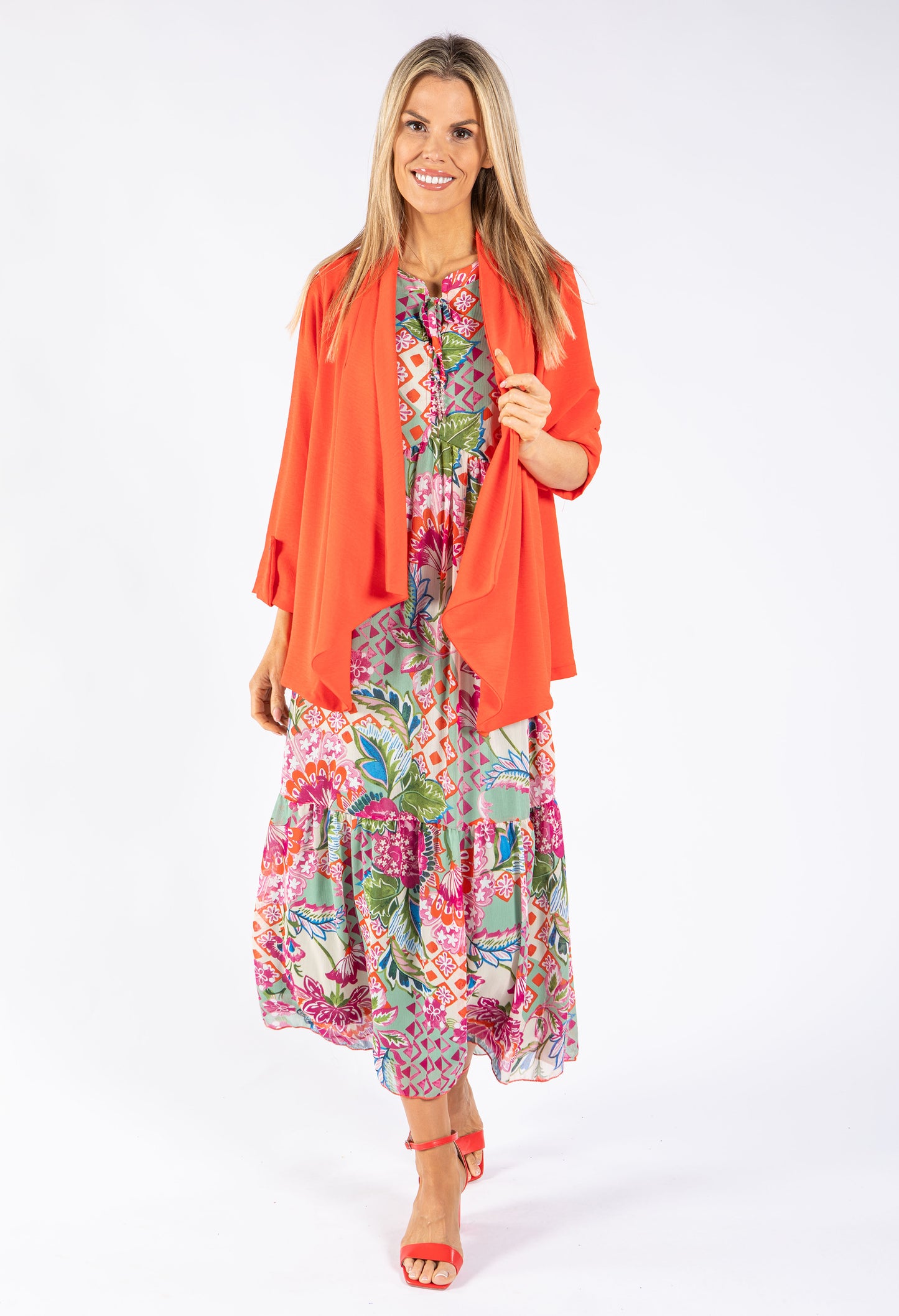 Mixed Print Tiered Dress