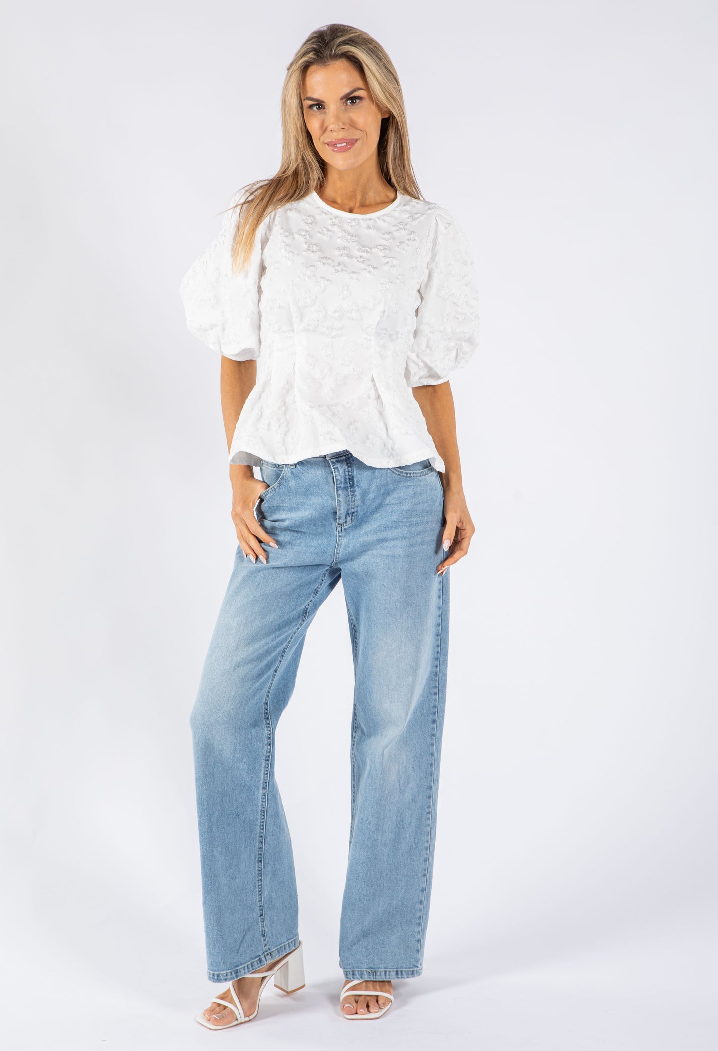 Puff Sleeve Textured Top