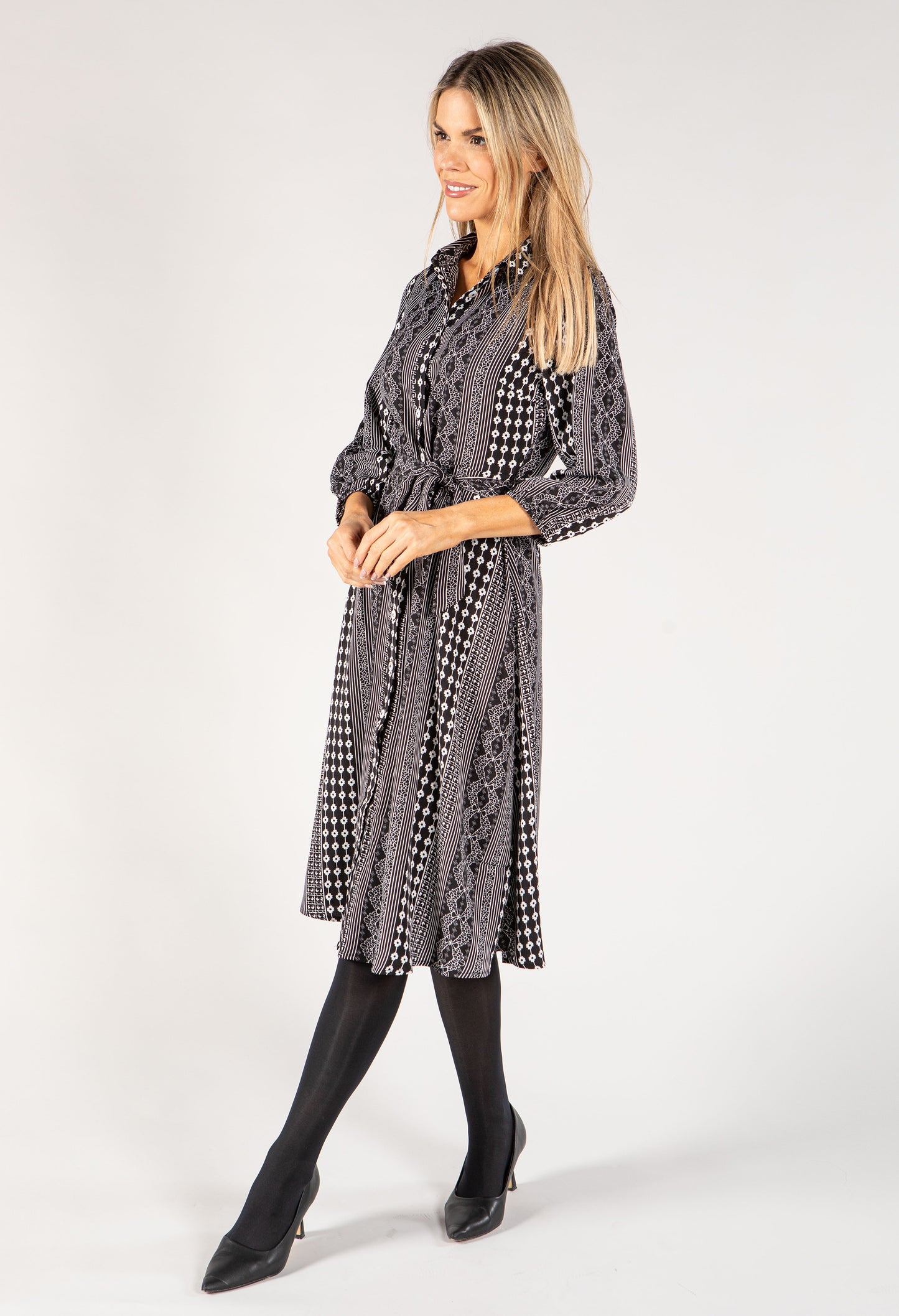 Mixed Print Shirt Dress