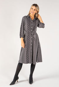 Mixed Print Shirt Dress