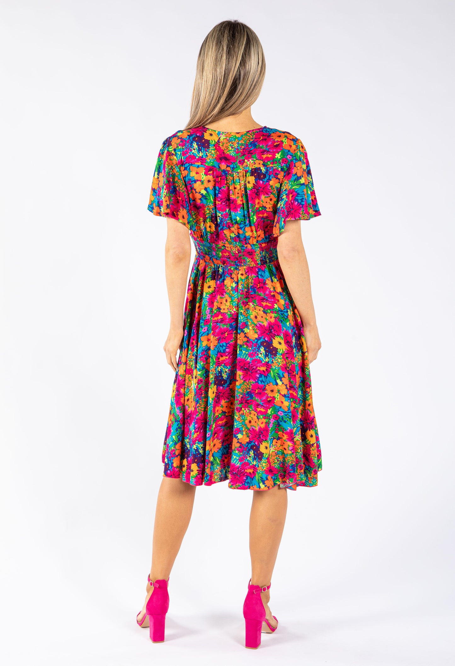 Floral Burst Smocking Waist Dress