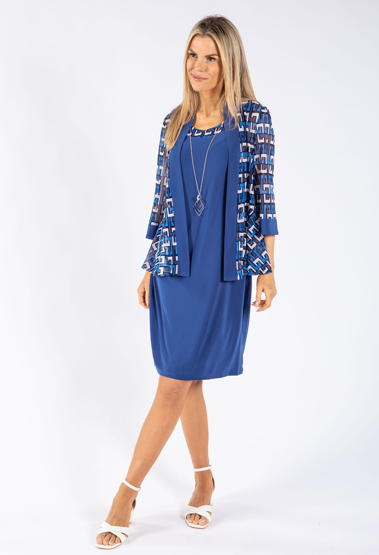 Patterned Jacket and Dress Set