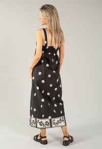 Contrast Wave Strap Printed Dress