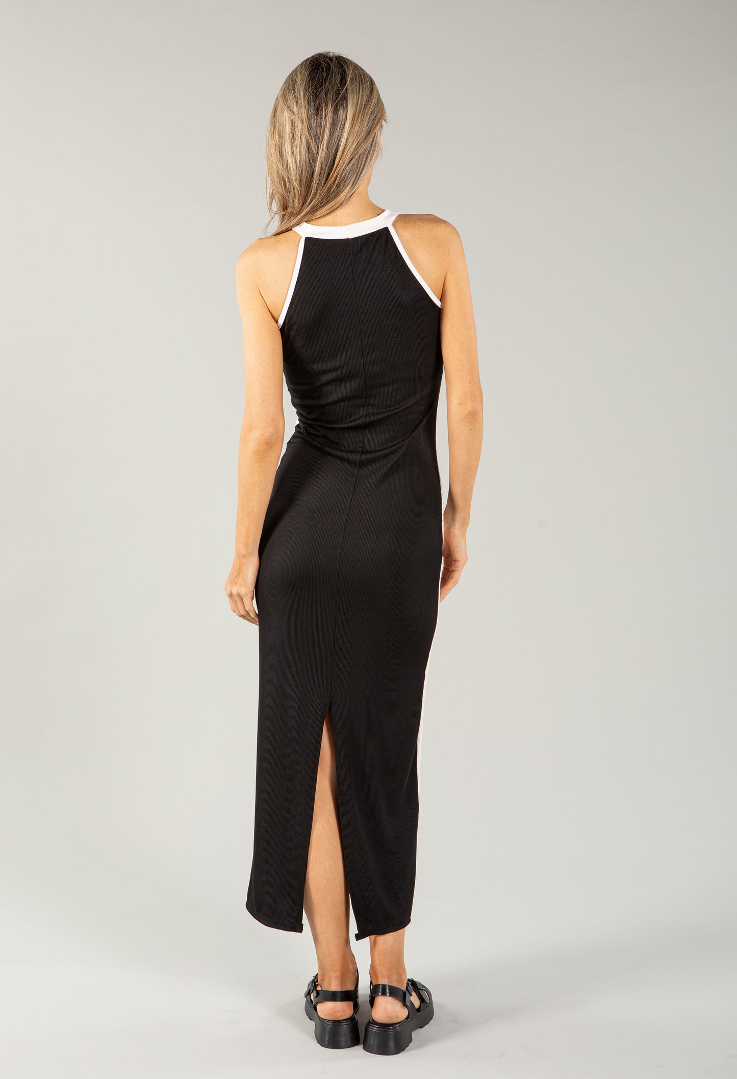 Sleeveless High Neck Contrast Maxi Dress