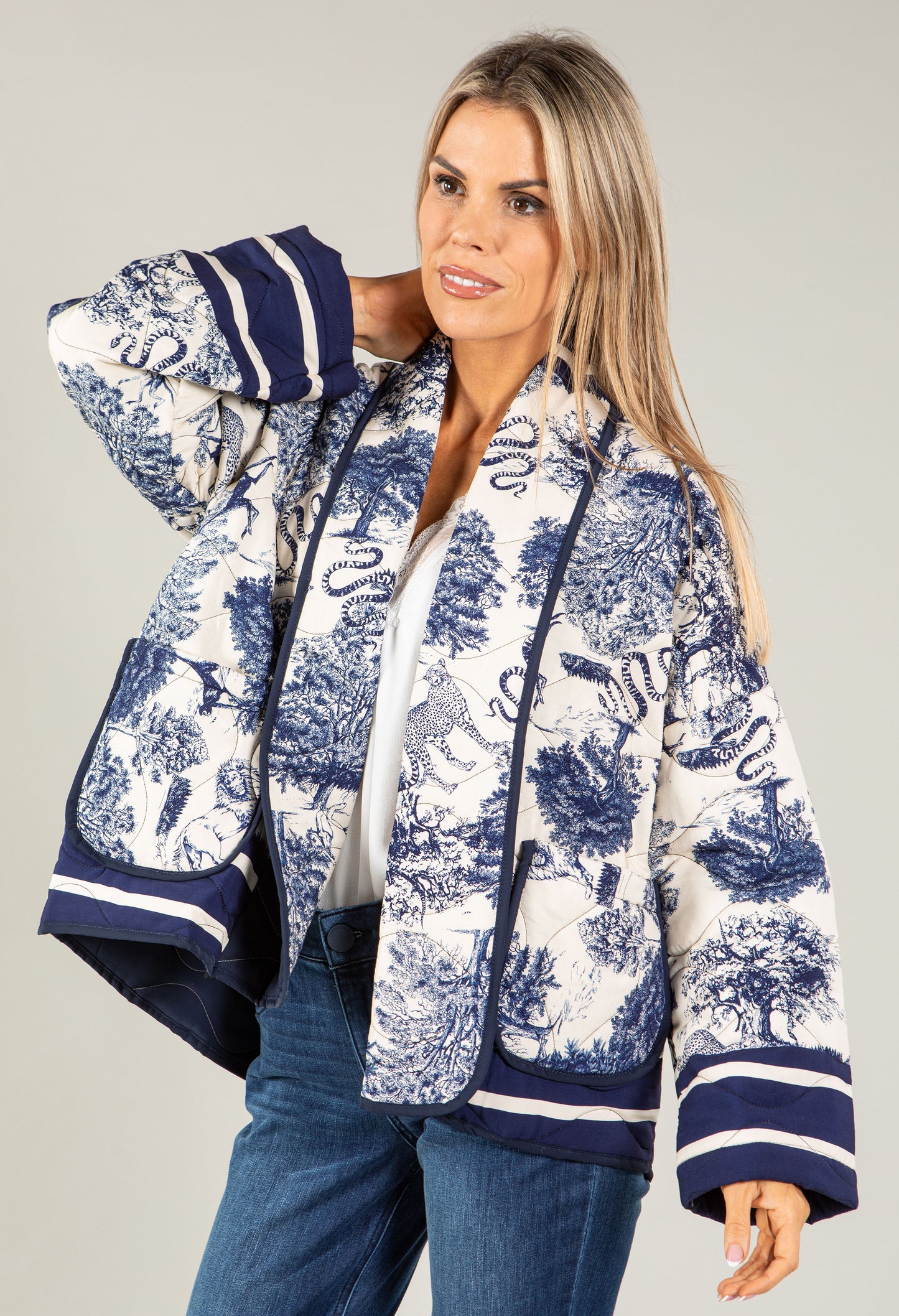 Eden Ornamental Jungle Print Quilted Jacket