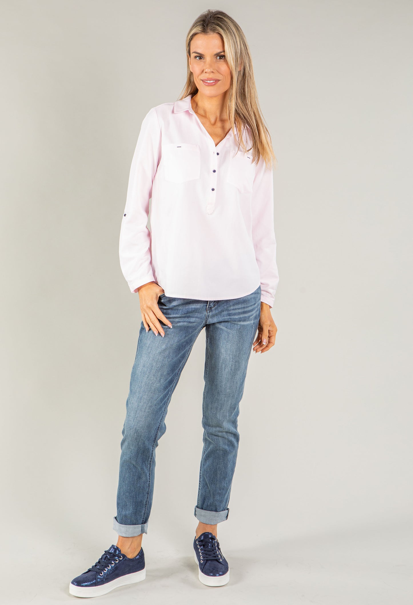 Relaxed Fit Half Buttoned Shirt