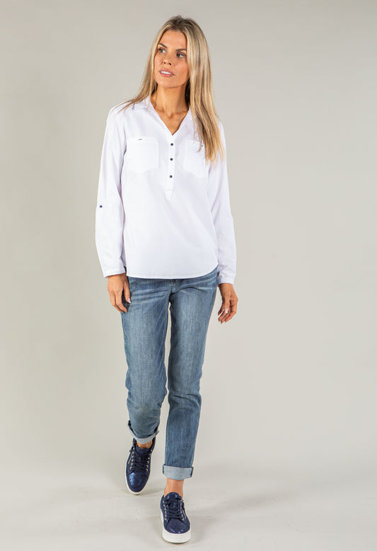 Relaxed Fit Half Buttoned Shirt