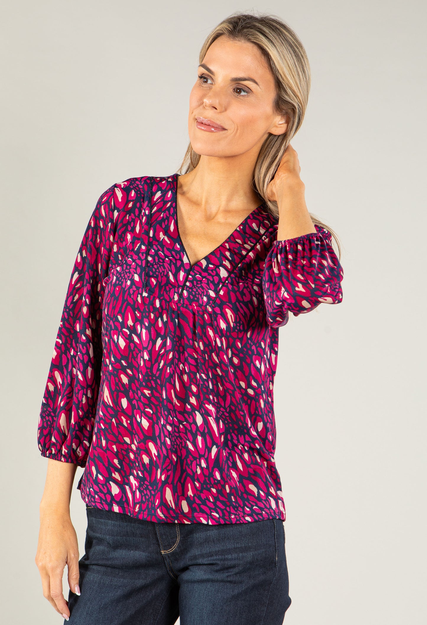 Animal Print V Neckline Top